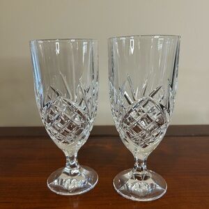 Shannon Dublin Crystal by Godinger. Set of two footed Iced Tea / Water Goblets